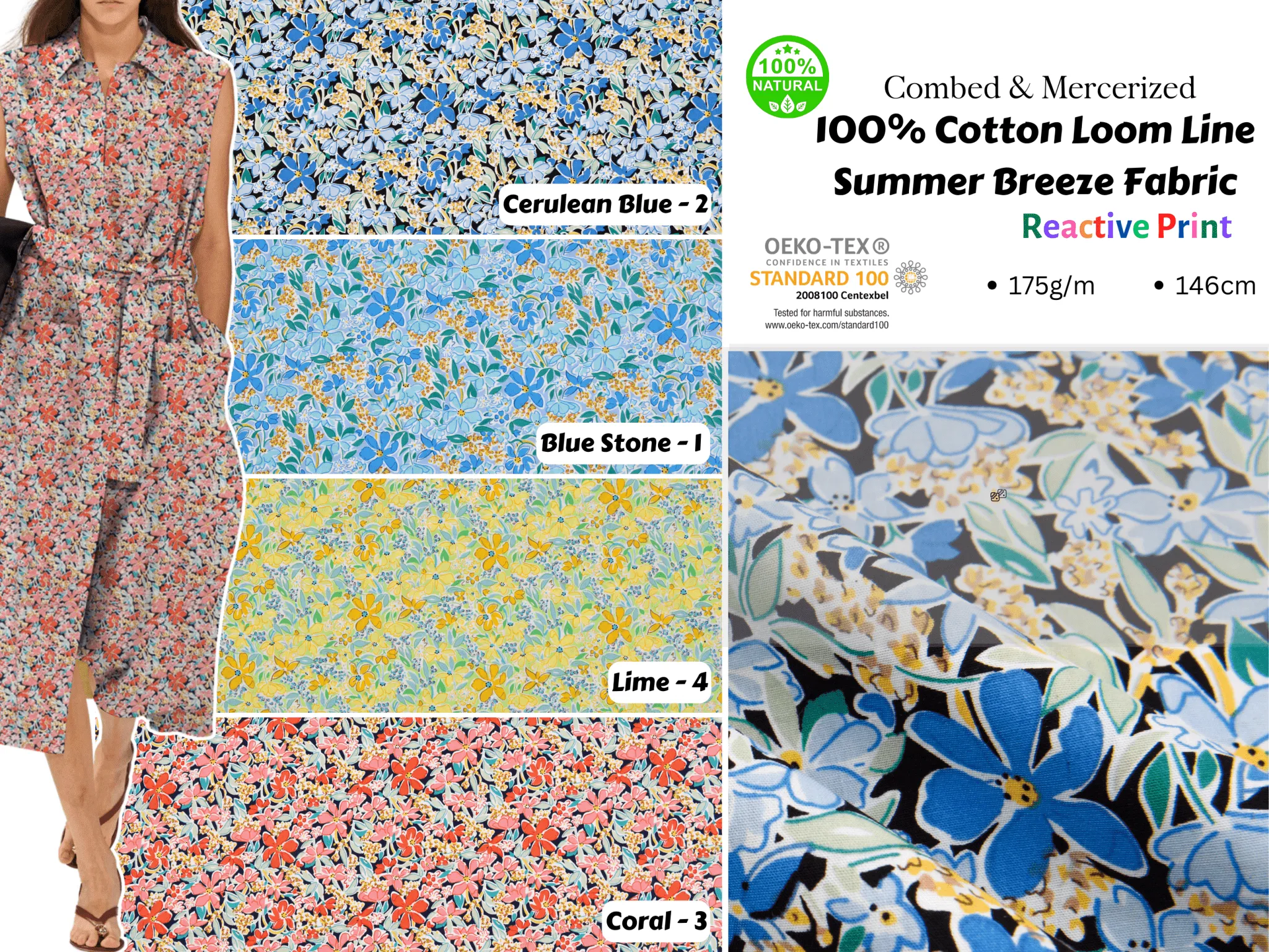 100% Cotton Loom Line Summer Breeze Fabric - 150