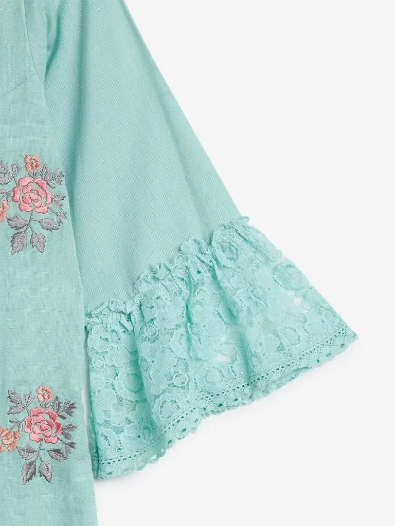 Bombay Paisley Mint Embroidered Shift Dress