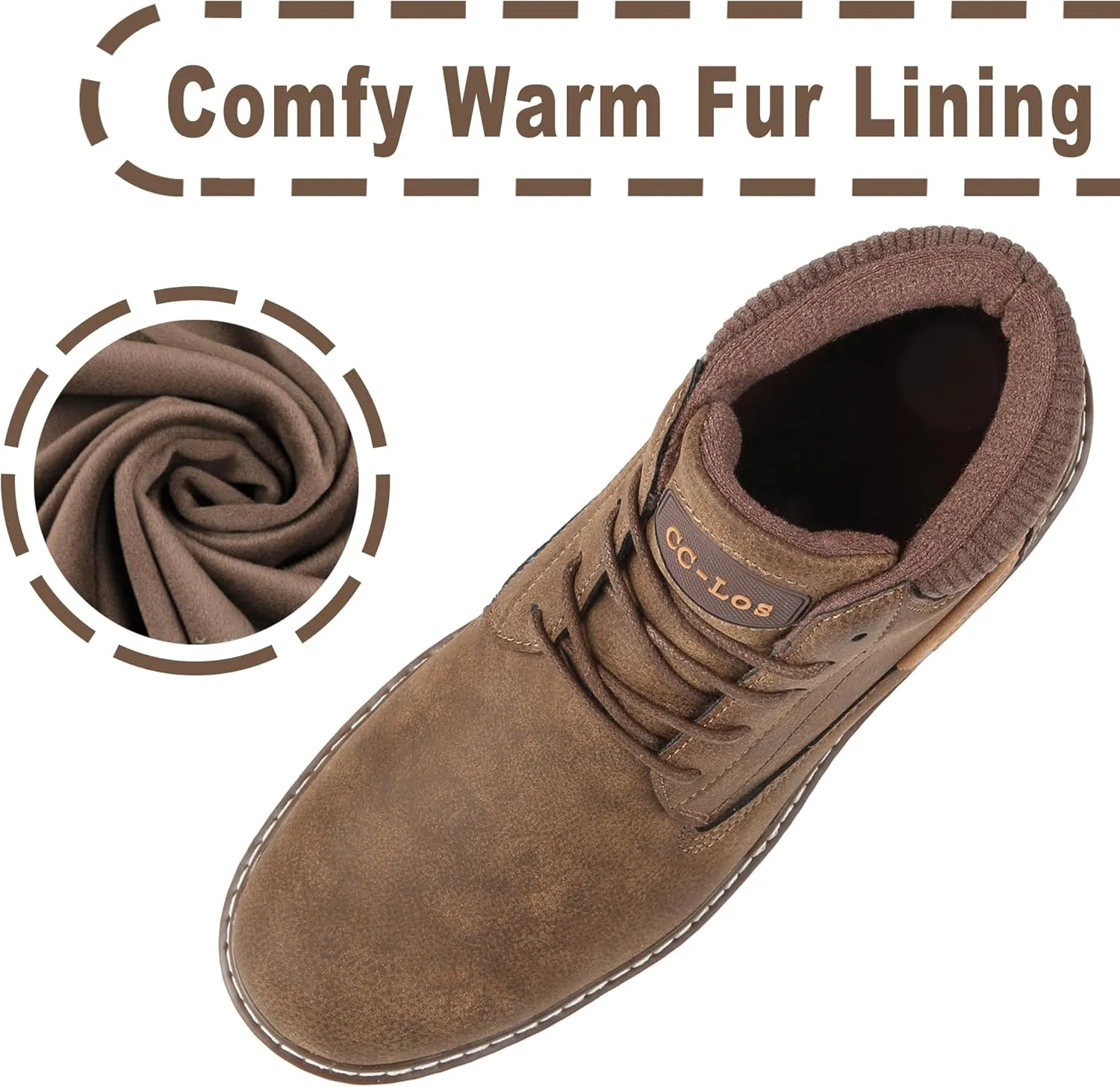 CC-Los Men's Winter Snow Boots with Sherpa Fleece Lining Waterproof Slip-Resistant Insulated Size 7.5-14