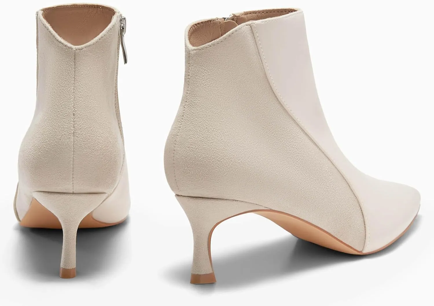 Coutgo Womens Kitten Heel Ankle Boots Pointed Toe Side Zipper Fall Winter Booties Shoes