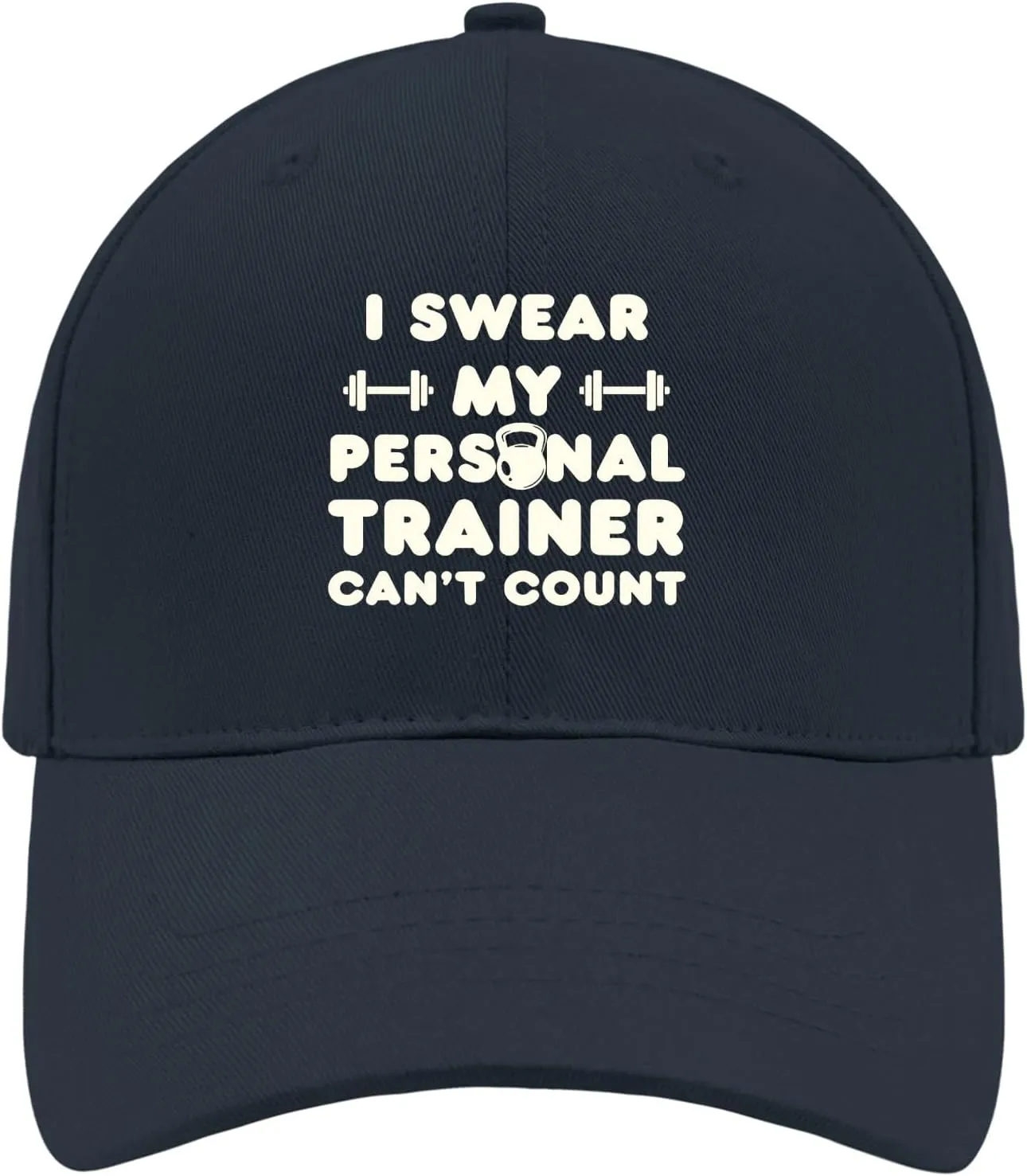 I Swears My Personals Trainer Can’t Count Funny Fitnes Gyms Cool Hats for Men Funny Hats for Women's Breathable Caps Baseball Cap Navy