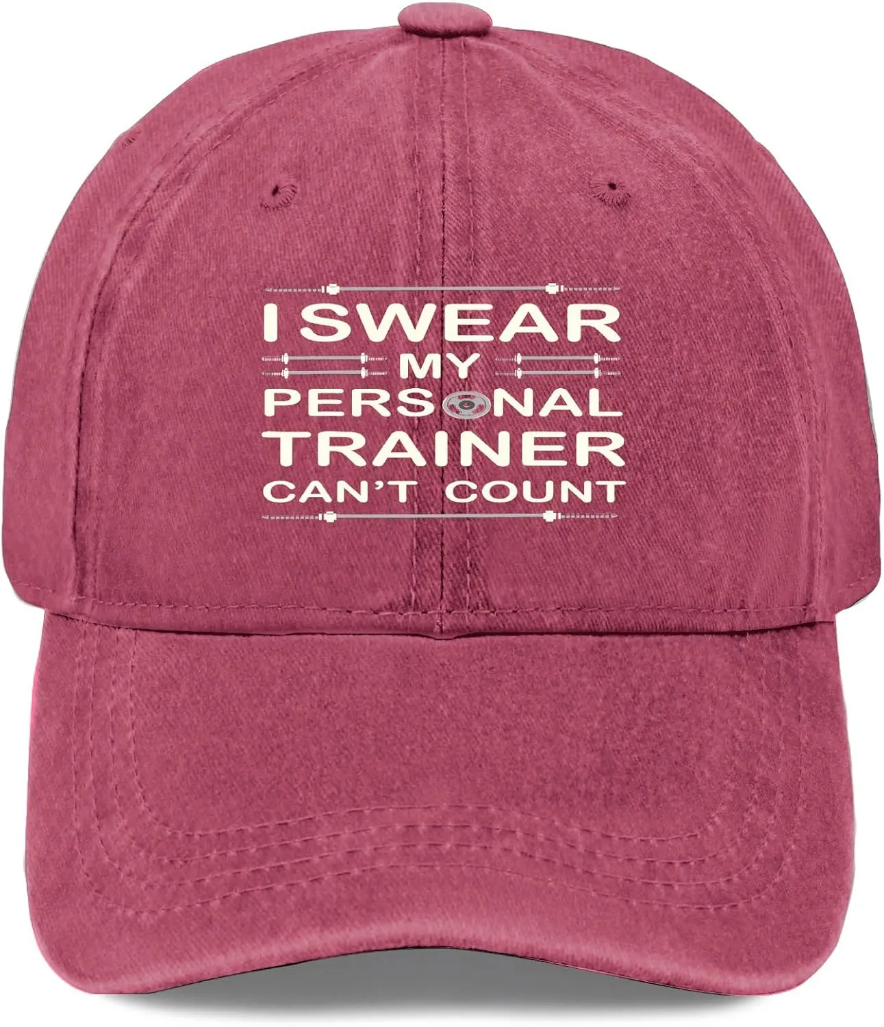 I Swears My Personals Trainer Can’t Count Funny Fitnes Gyms Mens Hats Baseball Hats for Men's Breathable Cap Sun Hat Wine Red