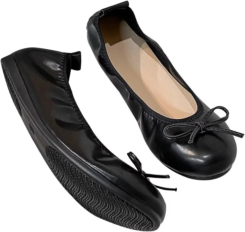 LUXINYU Women Flat Foldable Ballet Flats Dressy Round Toe Comfort Light Weight Slip On Dress Shoes Office Shoes