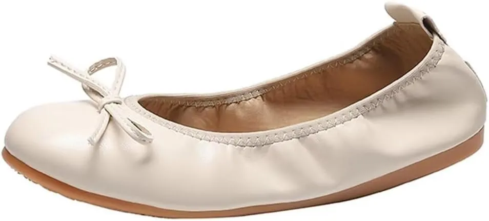 LUXINYU Women Flat Foldable Ballet Flats Dressy Round Toe Comfort Light Weight Slip On Dress Shoes Office Shoes