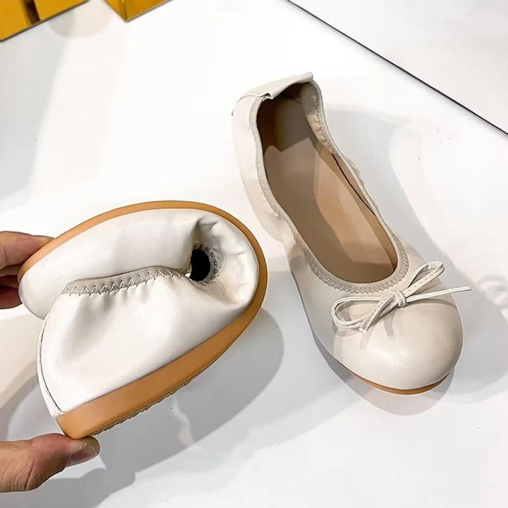 LUXINYU Women Flat Foldable Ballet Flats Dressy Round Toe Comfort Light Weight Slip On Dress Shoes Office Shoes