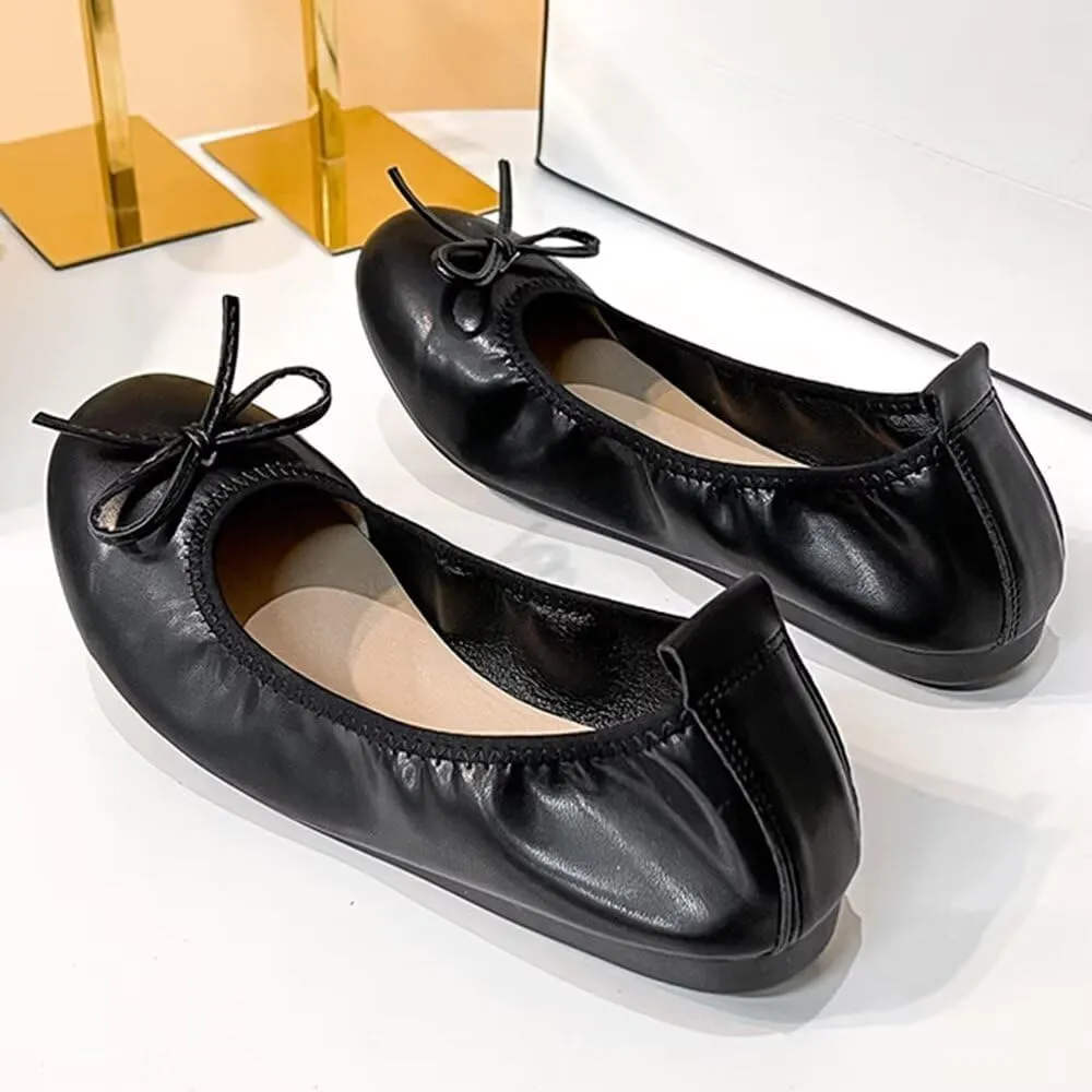 LUXINYU Women Flat Foldable Ballet Flats Dressy Round Toe Comfort Light Weight Slip On Dress Shoes Office Shoes
