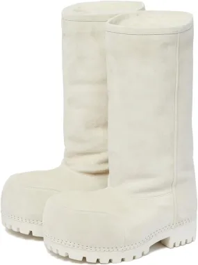 Platform Snow Boots for Women Suede Classic Fur Hippy Mid Calf Winter Boots Slip On High Boots Comfortable Chunky Trending Shoes Biege