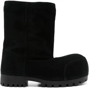 Platform Snow Boots for Women Suede Classic Fur Hippy Mid Calf Winter Boots Slip On High Boots Comfortable Chunky Trending Shoes Biege