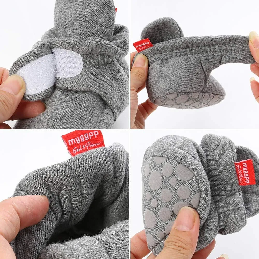 RVROVIC Baby Boys Girls Cozy Fleece Boots with Non Skid Bottom Warm Winter Socks Slippers