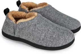 Snug Leaves Men's Faux Wool Slippers Comfy Warm Winter House Shoes with Elastic Gores