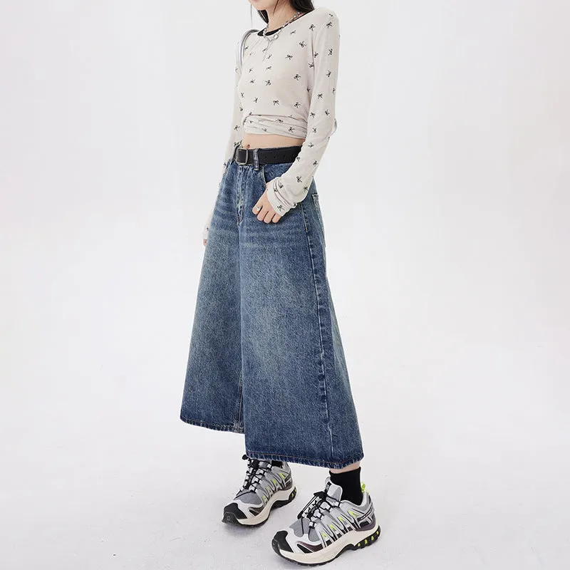 Toleet fall outfits 2024 Street Retro Neutral Fashionable Cropped Pants Slimming Loose Wide Leg Washed Jeans for Women