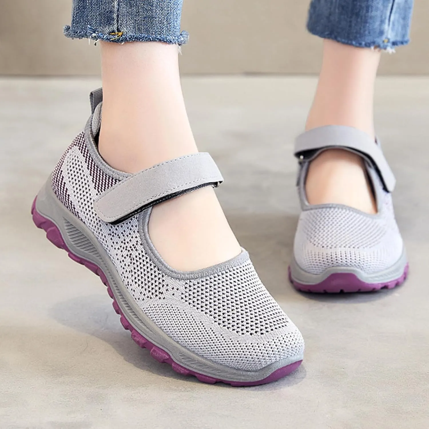 Womens Walking Shoes Breathable Mesh Casual Sneakers Round Toe Driving Loafers Soft Light Weight Comfortable