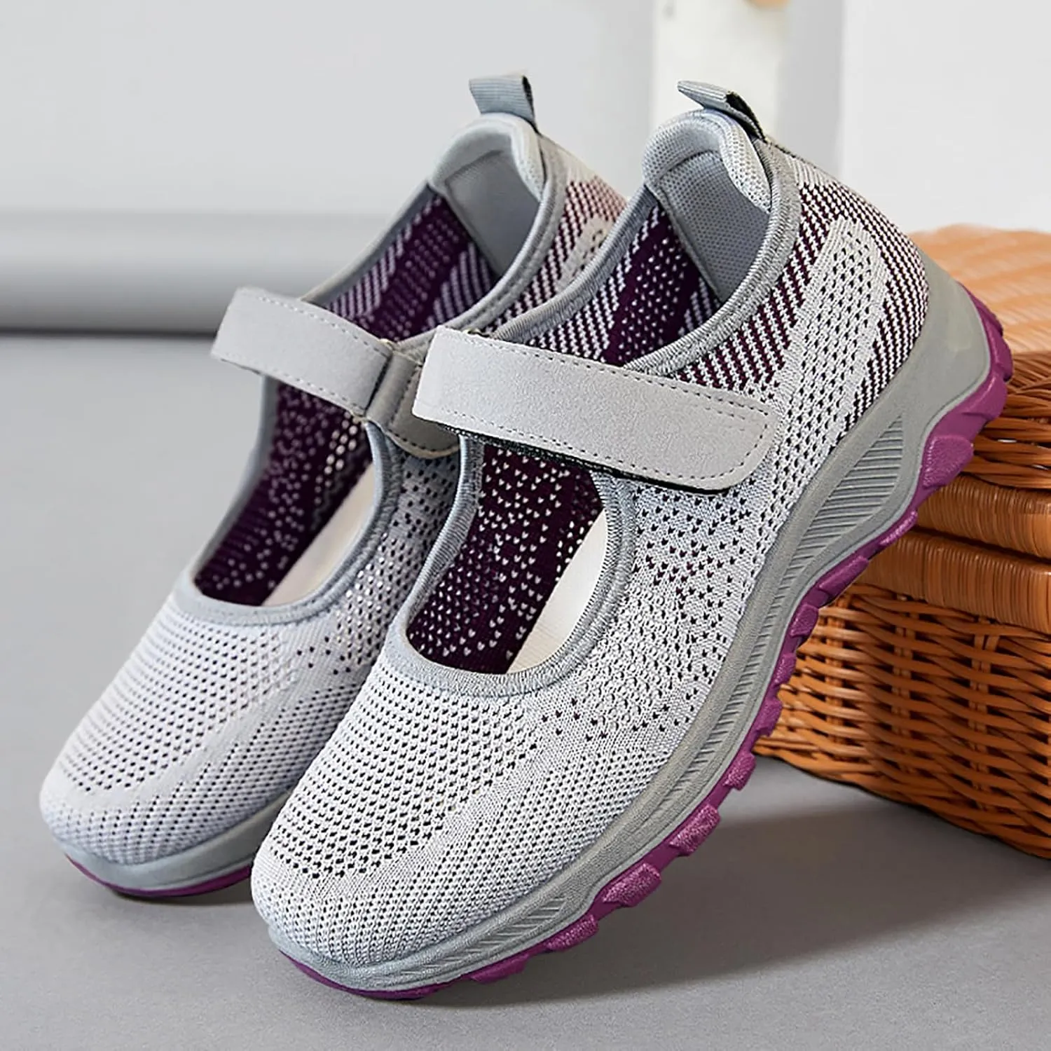 Womens Walking Shoes Breathable Mesh Casual Sneakers Round Toe Driving Loafers Soft Light Weight Comfortable